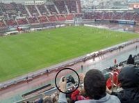 Football ground and joystick